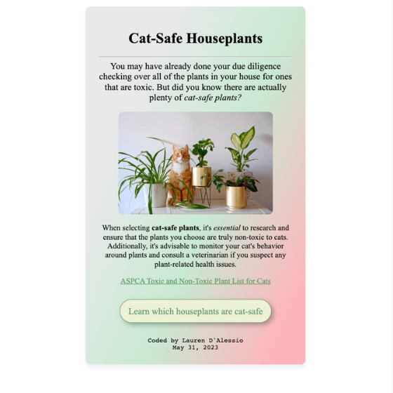 Cat-safe Houseplants project